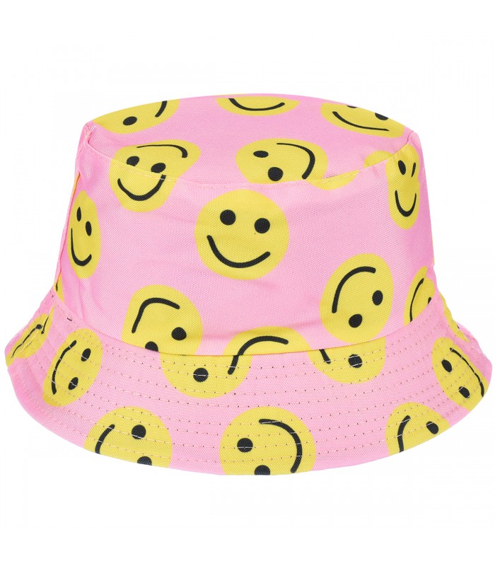 Różowy smile dwustronny kapelusz dziecięcy bucket hat kap-md-25