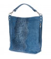 Jeansowa torebka skórzana zamszowa shopper W10