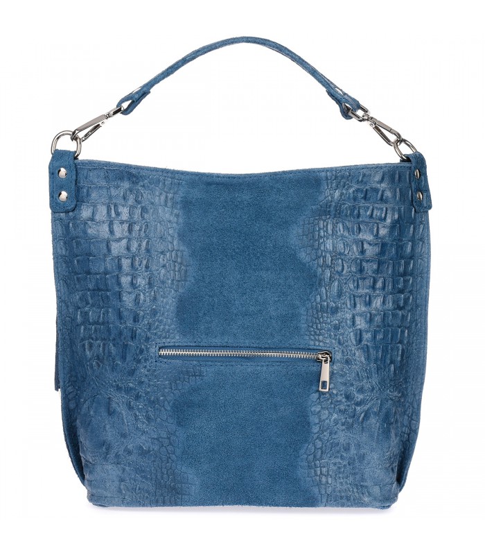 Jeansowa torebka skórzana zamszowa shopper W10